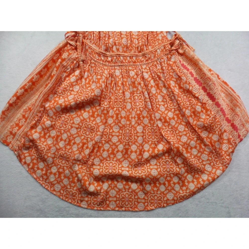 Free People Top Womens Size Small Orange Mid Summers Day‎ Printed Halter Tunic